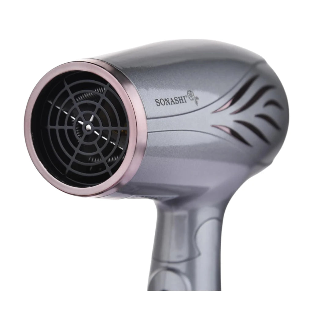 Sonashi Foldable Hair Dryer – SHD-5005N | 1200W Compact Travel Hair Dryer, Overheat Protection, 2 Speed & Heat Settings, Silver - Damoo