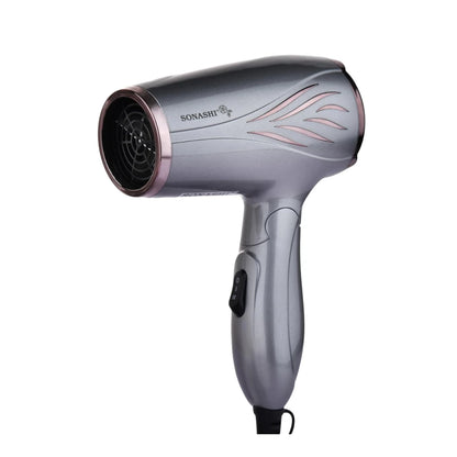 Sonashi Foldable Hair Dryer – SHD-5005N | 1200W Compact Travel Hair Dryer, Overheat Protection, 2 Speed & Heat Settings, Silver - Damoo