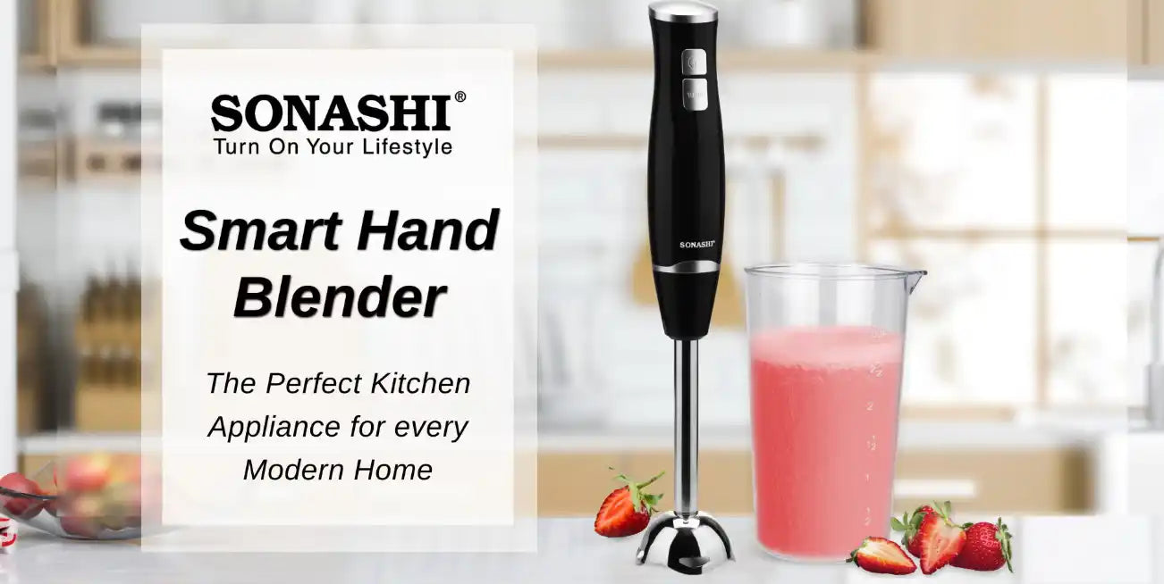 Sonashi Hand Blender with Stainless Steel Shaft, 2 Speed Motor, 700ml Plastic Jar & Detachable Blending Wand – Ideal for Smoothies, Shakes, Baby Food & More – SHB-186J Black - Damoo