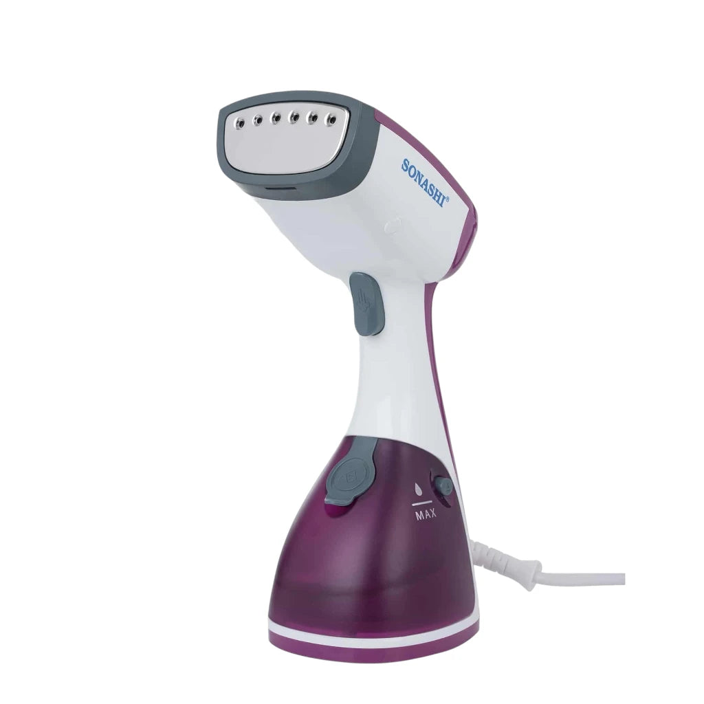 SONASHI Handheld Garment Steamer 1100W  | 250ml Water Tank, Travel-Friendly  | Heat-Proof Glove & Hanger Included  | Ultra Easy Wrinkle Remover – Purple | - Damoo