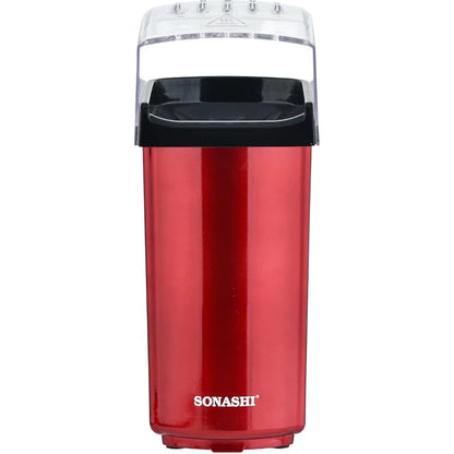 Sonashi Hot Air Popcorn Maker – Oil-Free, 40ml Capacity, 900W, Classic Style Design with Detachable Cap, On/Off Switch &amp; Non-Slip Feet | Compact &amp; Easy to Clean – Red (SPCM-101) - Damoo