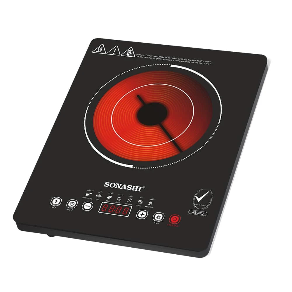Sonashi Infrared Ceramic Cooker – 2000W Touch Control, 11 Power Levels, 4-Digit LED Display, 7 Cooking Functions, 4-Hour Timer & Multi-Safety Protection – Black . SIS-008N - Damoo