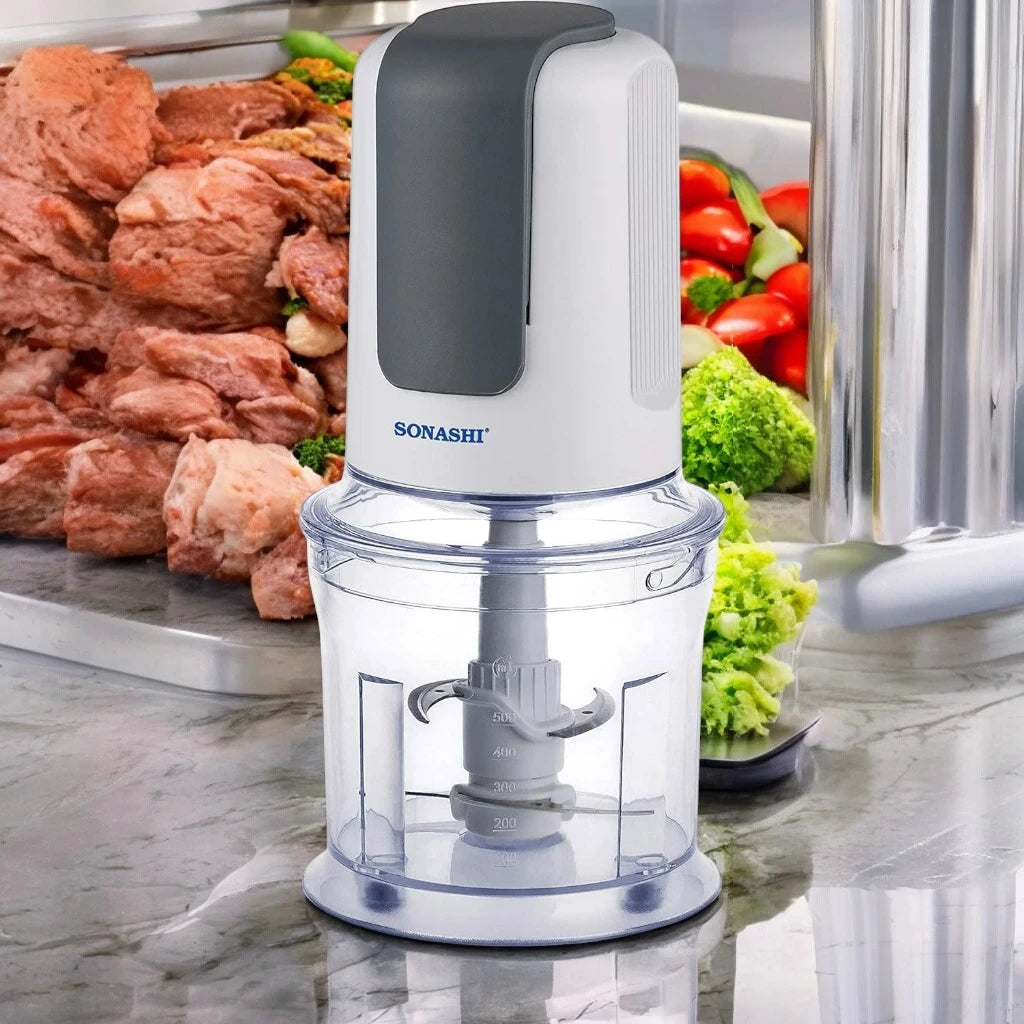 Sonashi Kitchen Chopper – 500W Electric Chopper with 500ML Capacity - Double Blade System - Safety Lock Mechanism - 2-Speed Push Down Operation - Ideal for Chopping & Blending - Compact Design - SMC-12 - Damoo