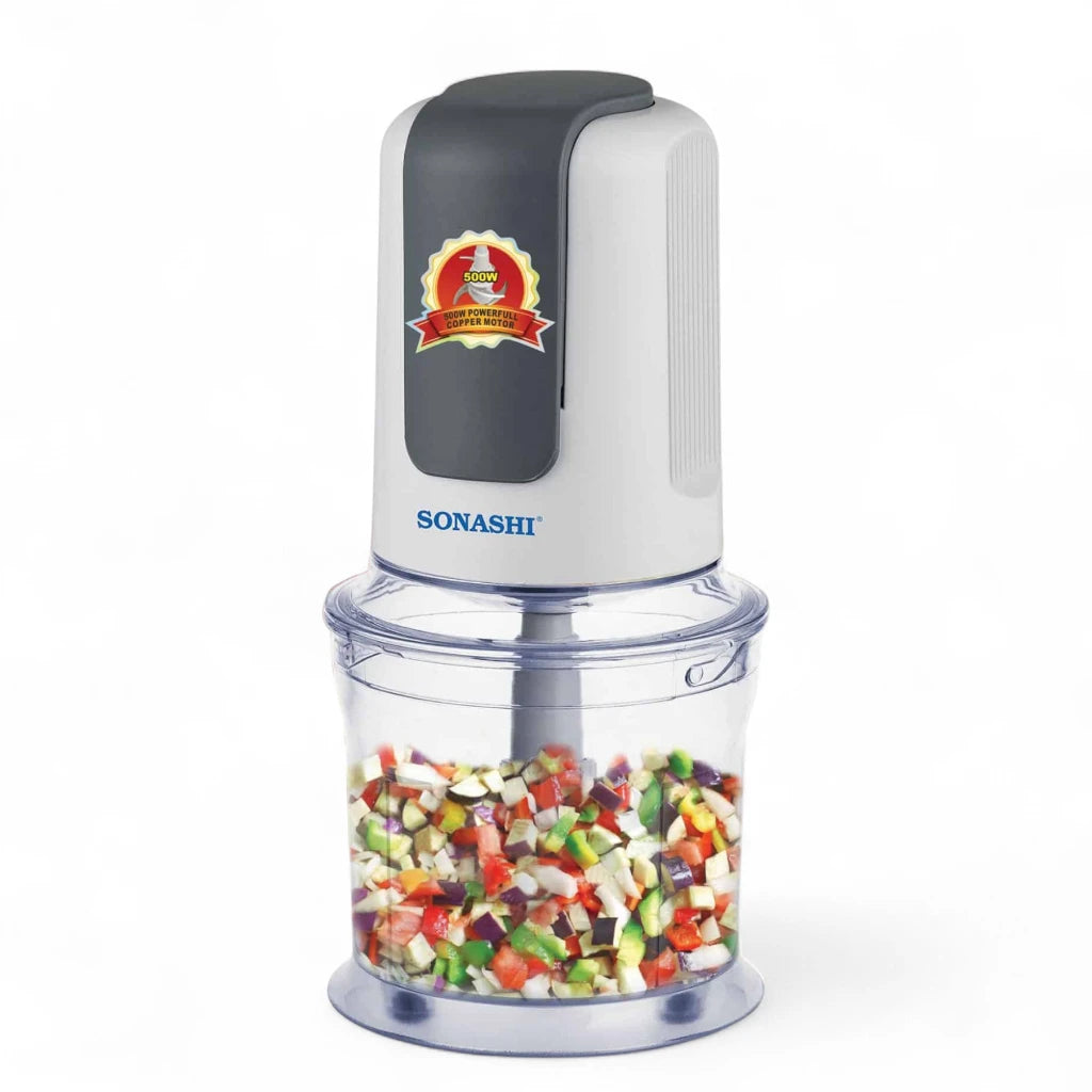 Sonashi Kitchen Chopper – 500W Electric Chopper with 500ML Capacity - Double Blade System - Safety Lock Mechanism - 2-Speed Push Down Operation - Ideal for Chopping & Blending - Compact Design - SMC-12 - Damoo