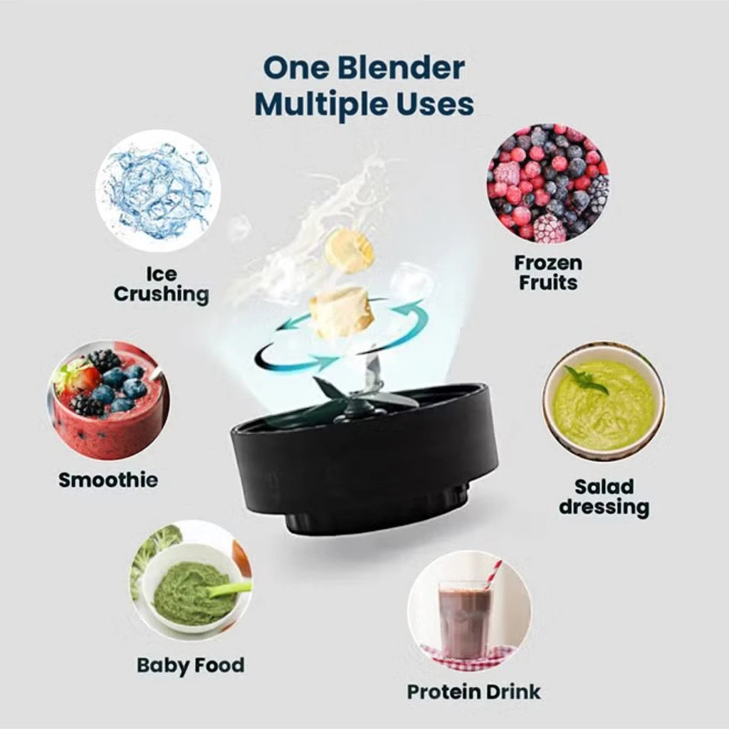 Sonashi Portable Sports Blender – 300W Smoothie Maker with One-Touch Operation, 570ML BPA-Free Travel Bottle, Stainless Steel Blades, Overheat Protection, LED Power Light, SB-184 - Black/Silver - Damoo