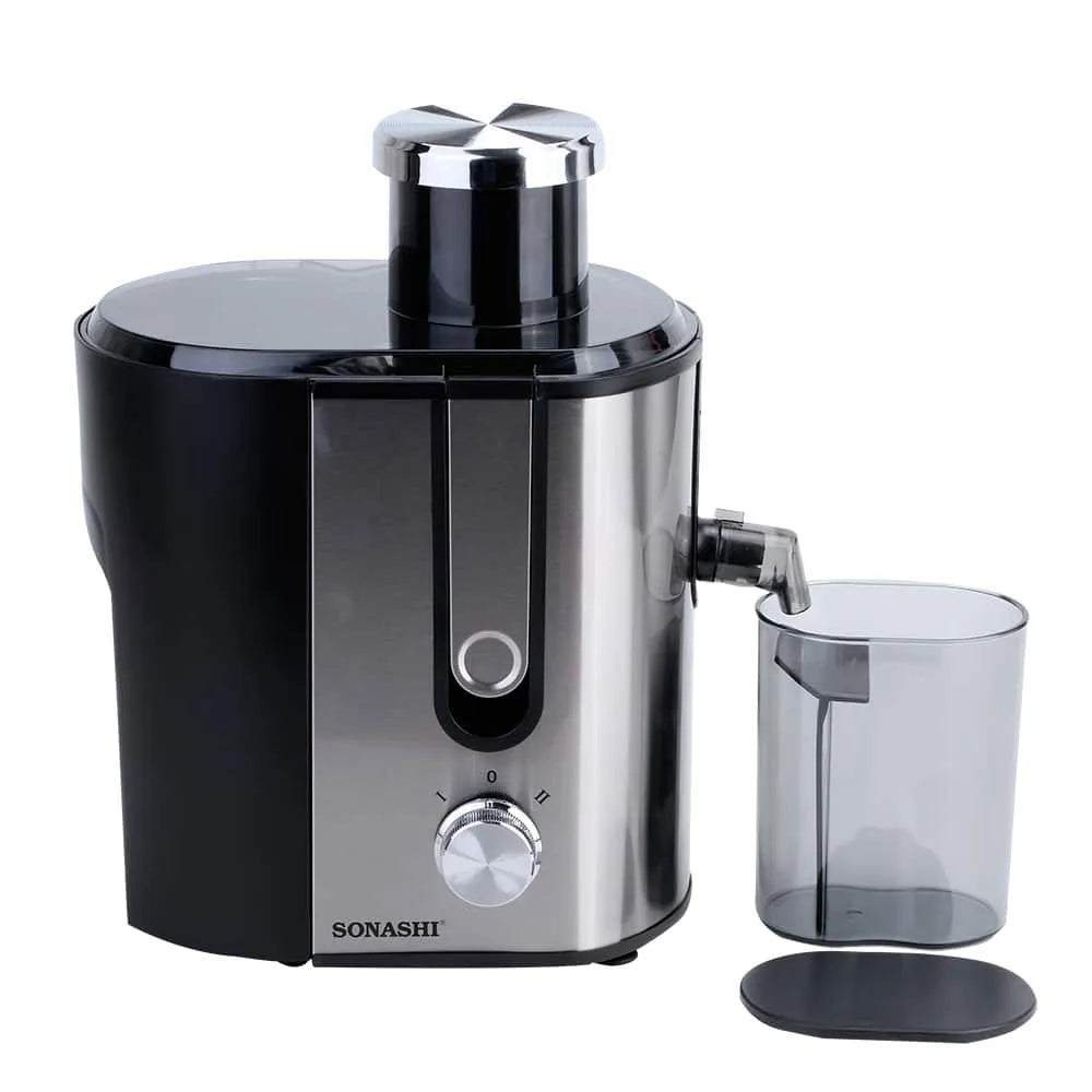 Sonashi Power Juicer – 400W Copper Motor, 2-Speed Control, 1.2L Pulp Container, 450ml Juice Cup, Stainless Steel Blade & Body, Overheat Protection, 65mm Wide Feeding Tube SPJ-507 - Damoo