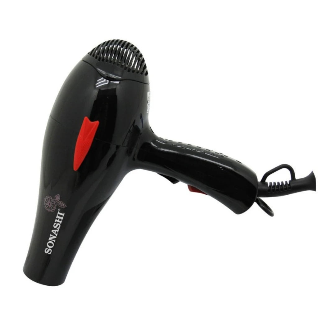 Sonashi Professional Hair Dryer – 2000W Hot & Cold Wind Dryer with AC Motor, 2 Heat & Speed Settings, Nozzle Attachment, Lightweight Design for All Hair Types – Black |  SHD-3009 - Damoo