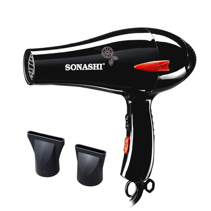 Sonashi Professional Hair Dryer – 2000W Hot & Cold Wind Dryer with AC Motor, 2 Heat & Speed Settings, Nozzle Attachment, Lightweight Design for All Hair Types – Black |  SHD-3009 - Damoo