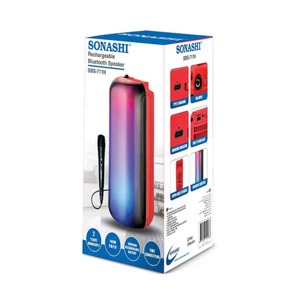Sonashi Rechargeable Bluetooth Speaker – Hi-Fi Surround Sound, USB/TF Card Slot, FM Radio, 1800mAh Battery, 5W Output, 10m Wireless Range – Black | SBS-711N - Damoo