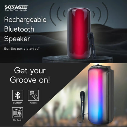 Sonashi Rechargeable Bluetooth Speaker – Hi-Fi Surround Sound, USB/TF Card Slot, FM Radio, 1800mAh Battery, 5W Output, 10m Wireless Range – Black | SBS-711N - Damoo
