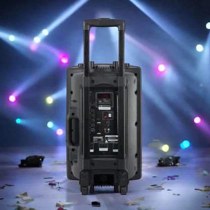 Sonashi Rechargeable Bluetooth Trolley Speaker – 12” Woofer, LED Display, Mic & Remote Control, FM Radio, SD/USB, Karaoke & Disco Lights - SPS-7812RT - Damoo