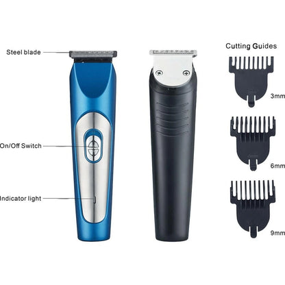 Sonashi Rechargeable Hair Clipper – Cordless Beard Trimmer with Stainless Steel Blades, 60-Min Runtime, 600mAh Ni-CD Battery, USB Charging, LED Indicator & 3 Guide Combs – Blue - SHC-1033N - Damoo