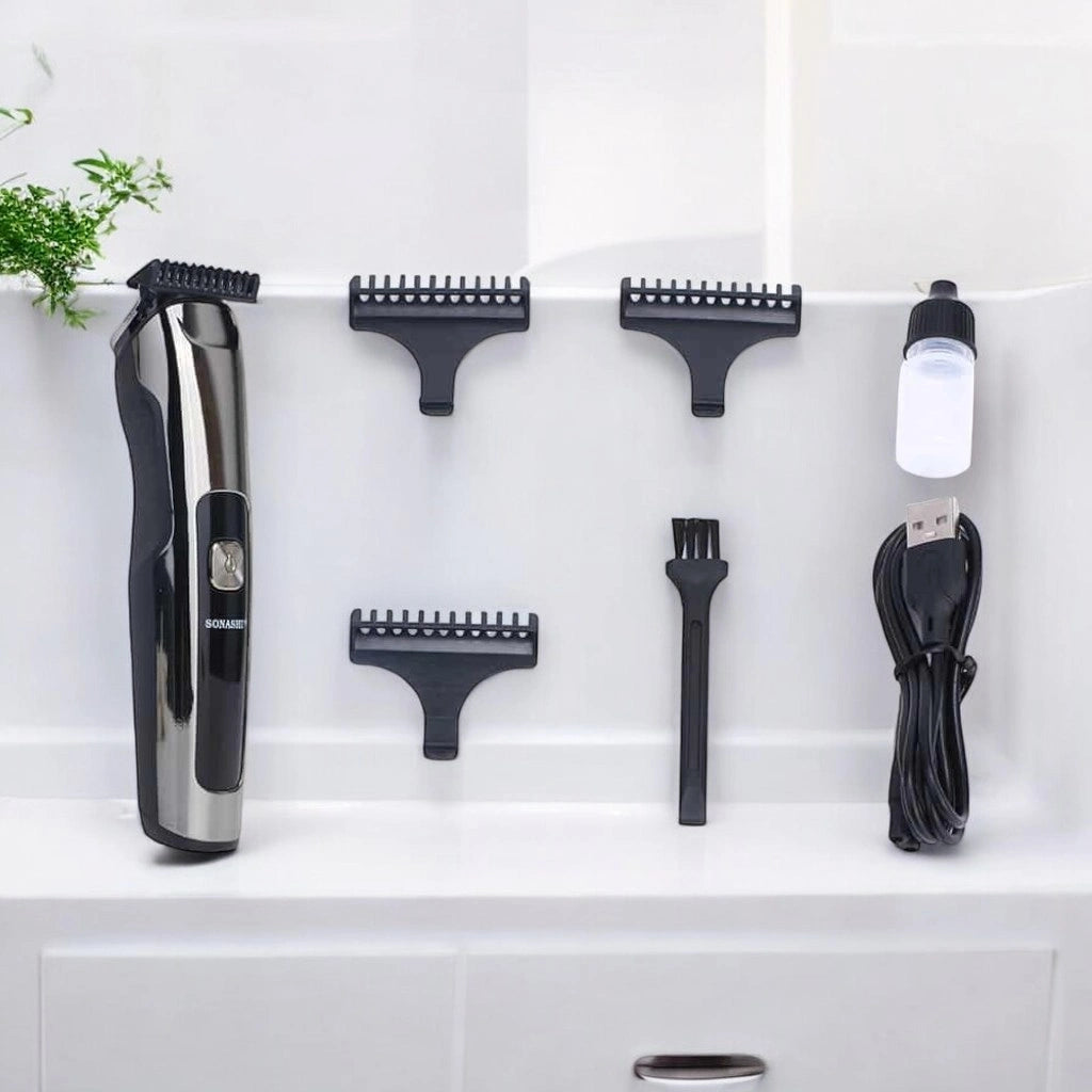 Sonashi Rechargeable Hair Clipper – Cordless Trimmer with Stainless Steel Precision Blade, 90-Min Runtime, USB Charging, 3 Blade Combs, LED Indicator & 600mAh Lithium Battery SHC-1043N - Damoo