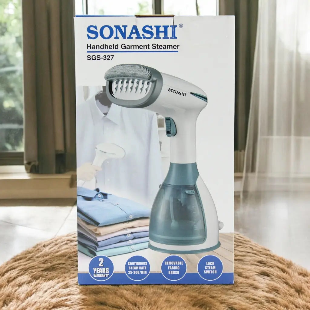 Sonashi SGS-327 Handheld Garment Steamer – 1500W Powerful Clothes Steamer with 280ml Detachable Tank, 25–30g/min Steam Rate & Stainless Steel Panel – Portable Fabric Steamer for Travel and Home - Damoo