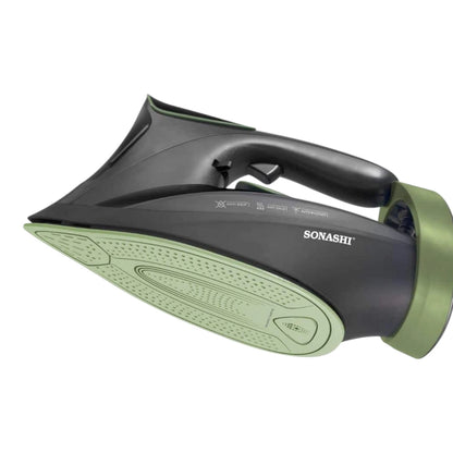 Sonashi Steam Iron with Ceramic Coated Soleplate, 3000W , LED Touch Display, Steam/Burst/Spray/Dry Iron Modes, Self-Clean, Anti-Drip, Anti-Calc & Auto Shut-Off – SI-5088C – Green/Black - Damoo