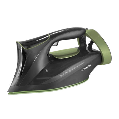 Sonashi Steam Iron with Ceramic Coated Soleplate, 3000W , LED Touch Display, Steam/Burst/Spray/Dry Iron Modes, Self-Clean, Anti-Drip, Anti-Calc & Auto Shut-Off – SI-5088C – Green/Black - Damoo