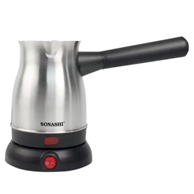 Sonashi Turkish Coffee Maker – 800ml Stainless Steel Pot, 360° Cordless Base, Detachable Handle, Auto Shut-Off, Boil-Dry Protection - STCM-4972 - Damoo