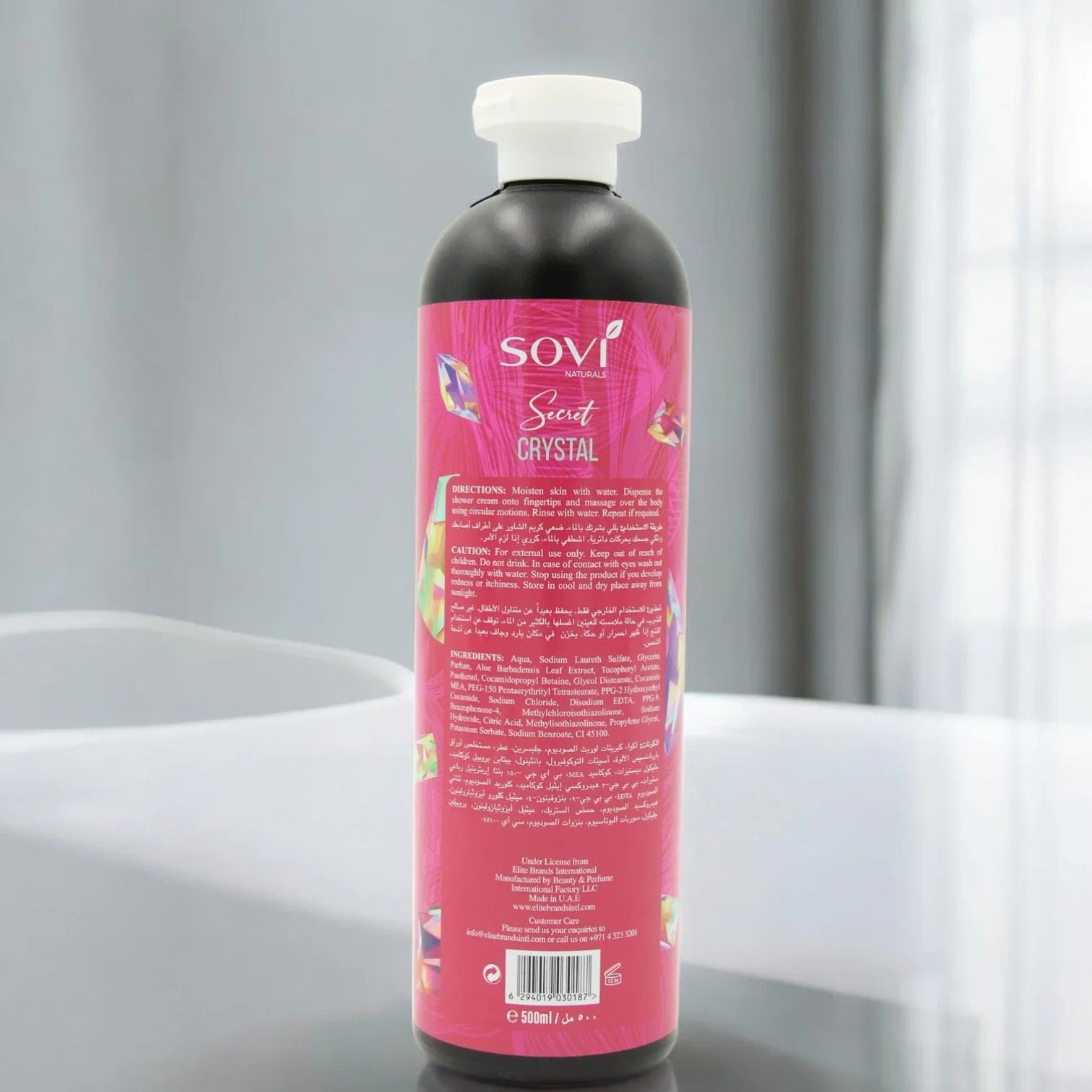 Sovi Naturals Crystal Shower Cream – 500ml | Revitalizing Daily Body Wash with Long-Lasting Fragrance for All Skin Types - Damoo