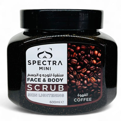 Spectra Mini Coffee Face & Body Scrub – Skin Lightening with Vitamin E, Turmeric & Walnut Shell – Deep Exfoliating, Pore Cleansing & Moisturizing Gel – 600ml - Damoo