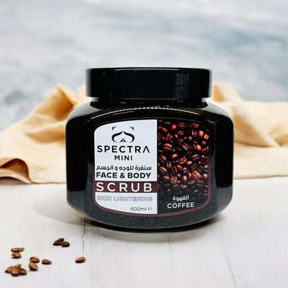 Spectra Mini Coffee Face & Body Scrub – Skin Lightening with Vitamin E, Turmeric & Walnut Shell – Deep Exfoliating, Pore Cleansing & Moisturizing Gel – 600ml - Damoo