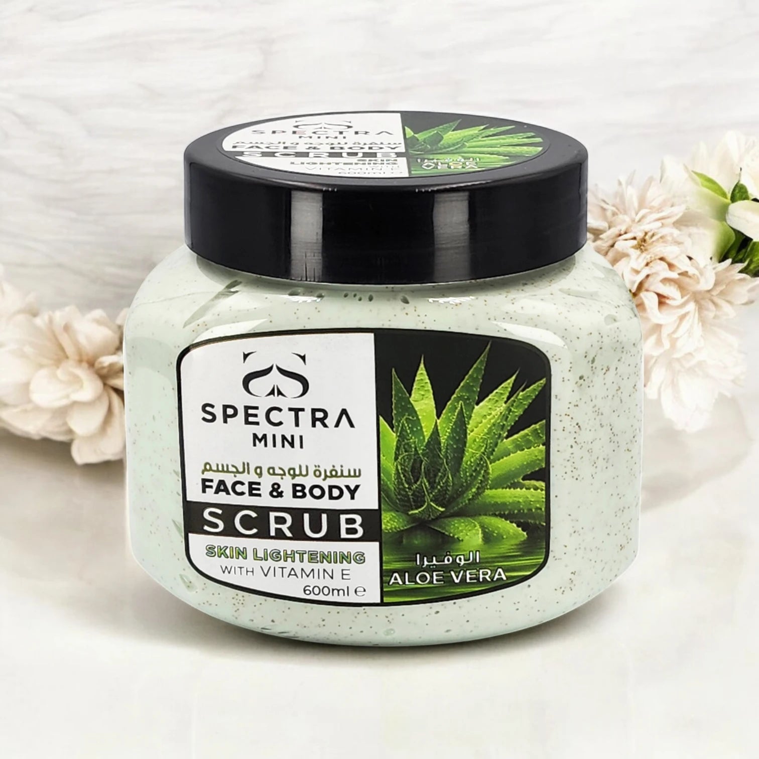 Spectra Mini Face & Body Aloe Vera Scrub – 600ml | Skin Lightening Scrub with Vitamin E & Natural Exfoliants | Removes Blackheads & Dead Skin | Deep Hydration & Pore Cleansing - Damoo
