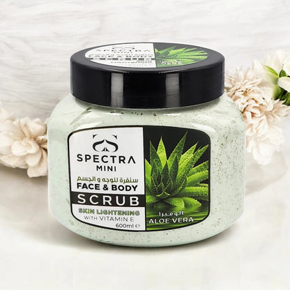 Spectra Mini Face & Body Aloe Vera Scrub – 600ml | Skin Lightening Scrub with Vitamin E & Natural Exfoliants | Removes Blackheads & Dead Skin | Deep Hydration & Pore Cleansing - Damoo