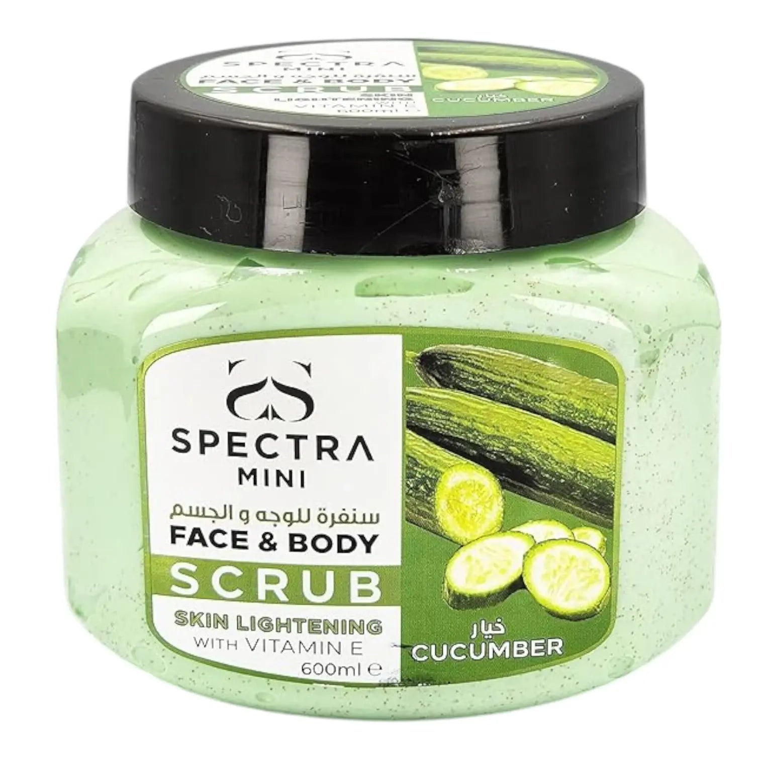 Spectra Mini Face & Body Cucumber Scrub – 600ml | Exfoliating & Skin Lightening Scrub with Vitamin E & Cucumber | Removes Blackheads & Dead Cells | Hydrating Natural Formula - Damoo