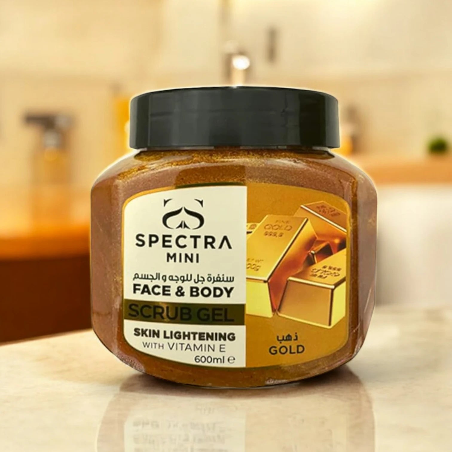 Spectra Mini Face & Body Gold Scrub Gel – 600ml | Skin Lightening & Exfoliating Scrub with Vitamin E | Removes Blackheads & Dead Cells | Hydrating & Natural Formula 600 ML - Damoo