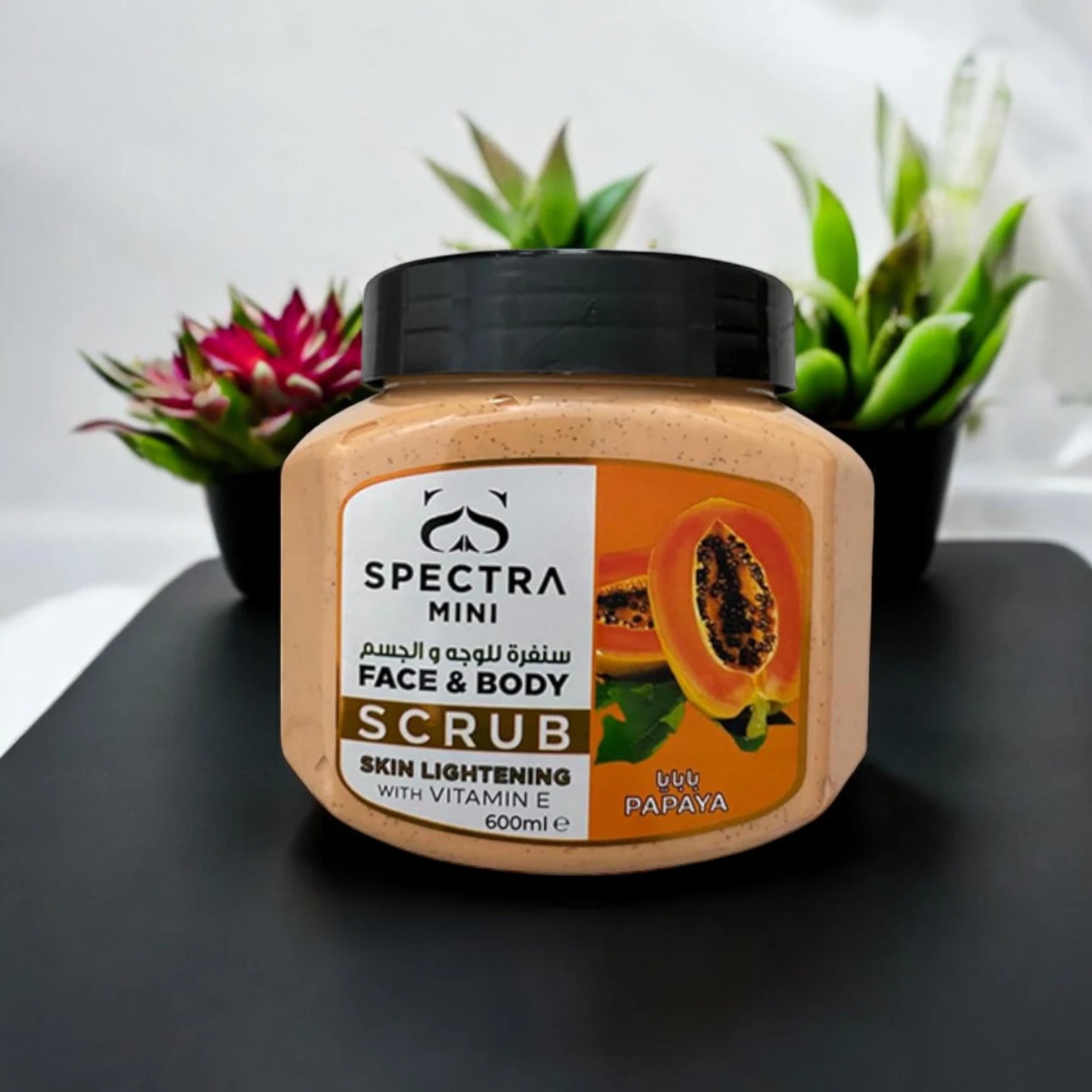 Spectra Mini Face & Body Papaya Scrub – Skin Lightening with Vitamin E, Deep Exfoliating & Hydrating Formula – 600ml - Damoo