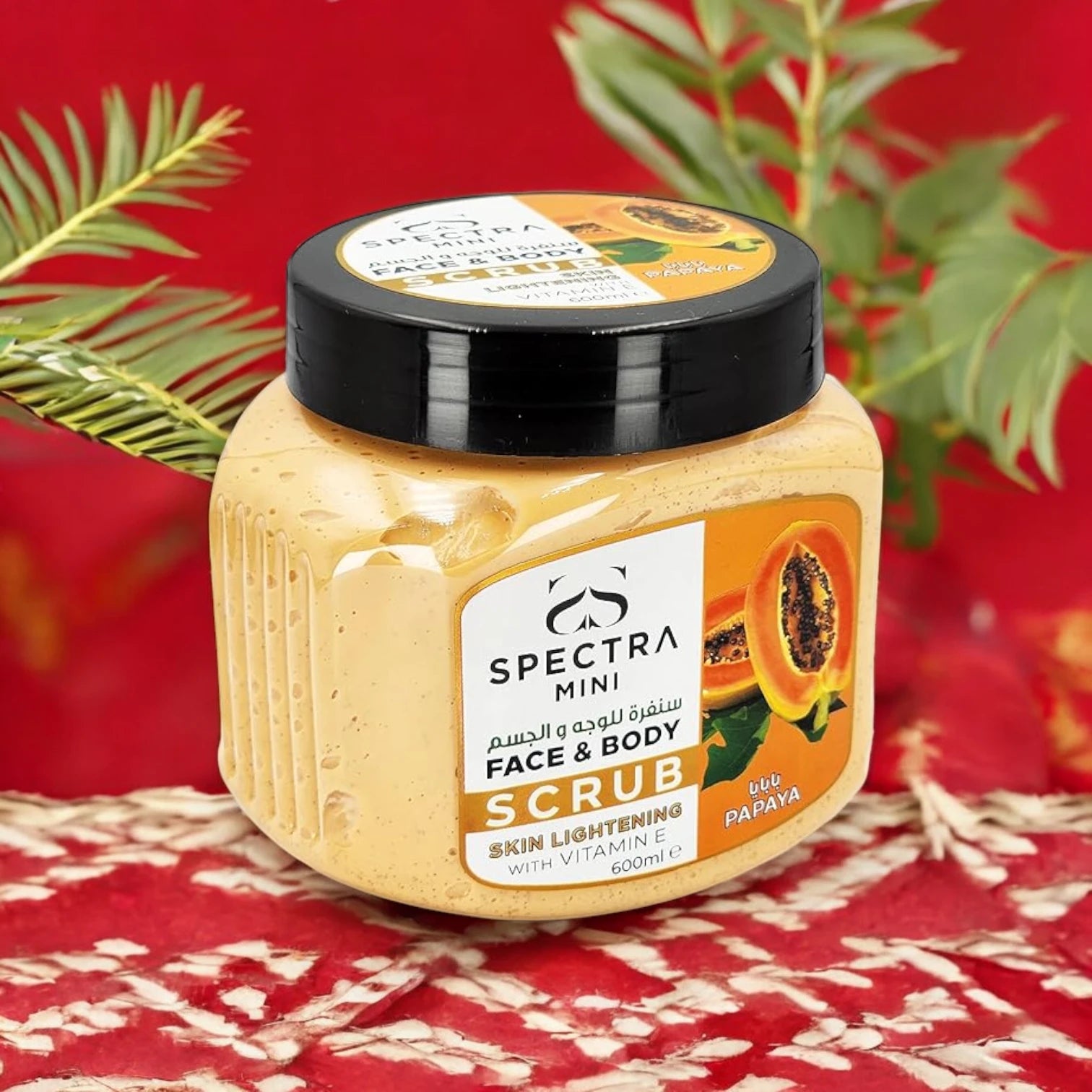 Spectra Mini Face & Body Papaya Scrub – Skin Lightening with Vitamin E, Deep Exfoliating & Hydrating Formula – 600ml - Damoo