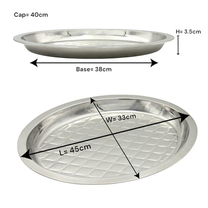 Stainless Steel Multipurpose Serving Tray – Traditional & Durable Fruit, Snack, and Religious Ceremony Tray - Damoo