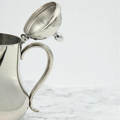 Stainless Steel Pot with Lid 1.5 L – Elegant Mirror Finish Kettle for Serving Tea or Coffee, Drip-Free Spout & Heat-Resistant Handle – Classic Steel Teapot for Home, Hotels, and Restaurants - Damoo