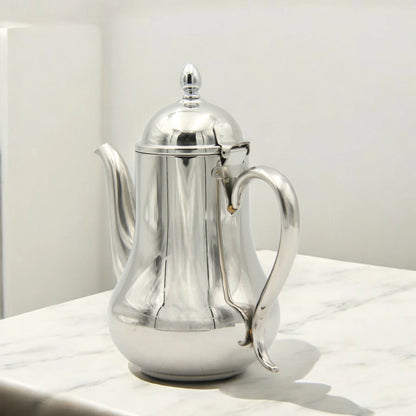 Stainless Steel Pot with Lid 1.5 L – Elegant Mirror Finish Kettle for Serving Tea or Coffee, Drip-Free Spout & Heat-Resistant Handle – Classic Steel Teapot for Home, Hotels, and Restaurants - Damoo