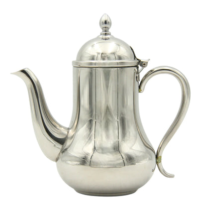Stainless Steel Pot with Lid – Elegant Mirror Finish Kettle for Serving Tea or Coffee, Drip-Free Spout & Heat-Resistant Handle – Classic Steel Teapot for Home, Hotels, and Restaurants - Damoo