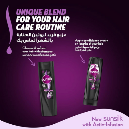 Sunsilk Black Shine Shampoo with Amla, Pearl Protein & Vitamin E 200ml – For Long-Lasting Glossy Black Hair - Damoo