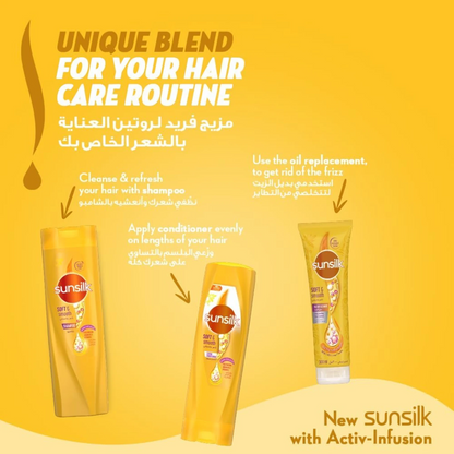 Sunsilk Soft & Smooth Shampoo with Argan Oil, Babassu Oil & Vitamin C – For Dry Hair, 200ml | Nourishes & Smoothens Hair Without Greasiness - Damoo