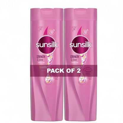 Sunsilk Strength & Shine Shampoo 2 x 350ml | For Weak & Dull Hair, With Provitamin B5, Arginine & Coconut Oil - Damoo