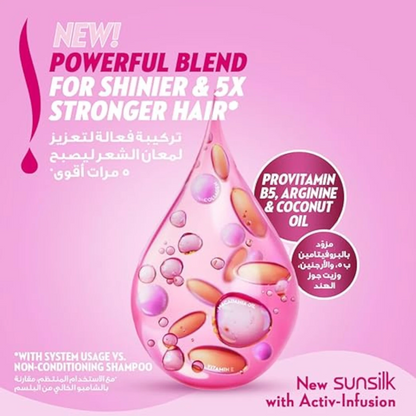 Sunsilk Strength & Shine Shampoo 2 x 350ml | For Weak & Dull Hair, With Provitamin B5, Arginine & Coconut Oil - Damoo