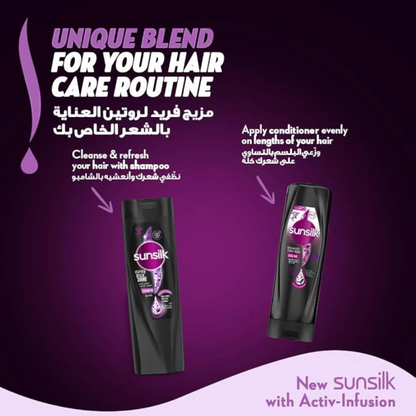 Sunsilk Stunning Black Shine Conditioner | With Amla, Pearl Protein & Vitamin E | Long Lasting Shine for Black Hair | 340ml - Damoo