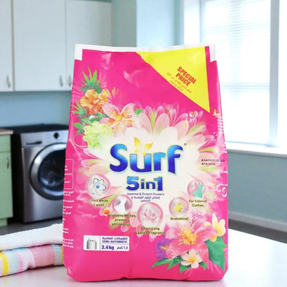 Surf 5in1 Detergent Powder – Jasmine & French Flowers, 2.4Kg – For Semi-Automatic Machines, Long-Lasting Floral Freshness - Damoo