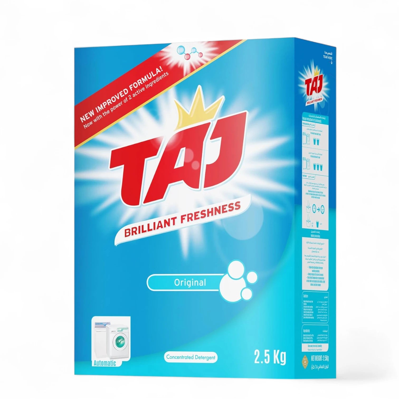 Taj Washing Powder 2.5 kg– Powerful Laundry Detergent for Automatic Washing Machines – Deep Cleaning with Long-Lasting Fresh Scent – Gentle on Fabrics – Multipurpose Laundry Powder for Hand & Machine Wash - Damoo