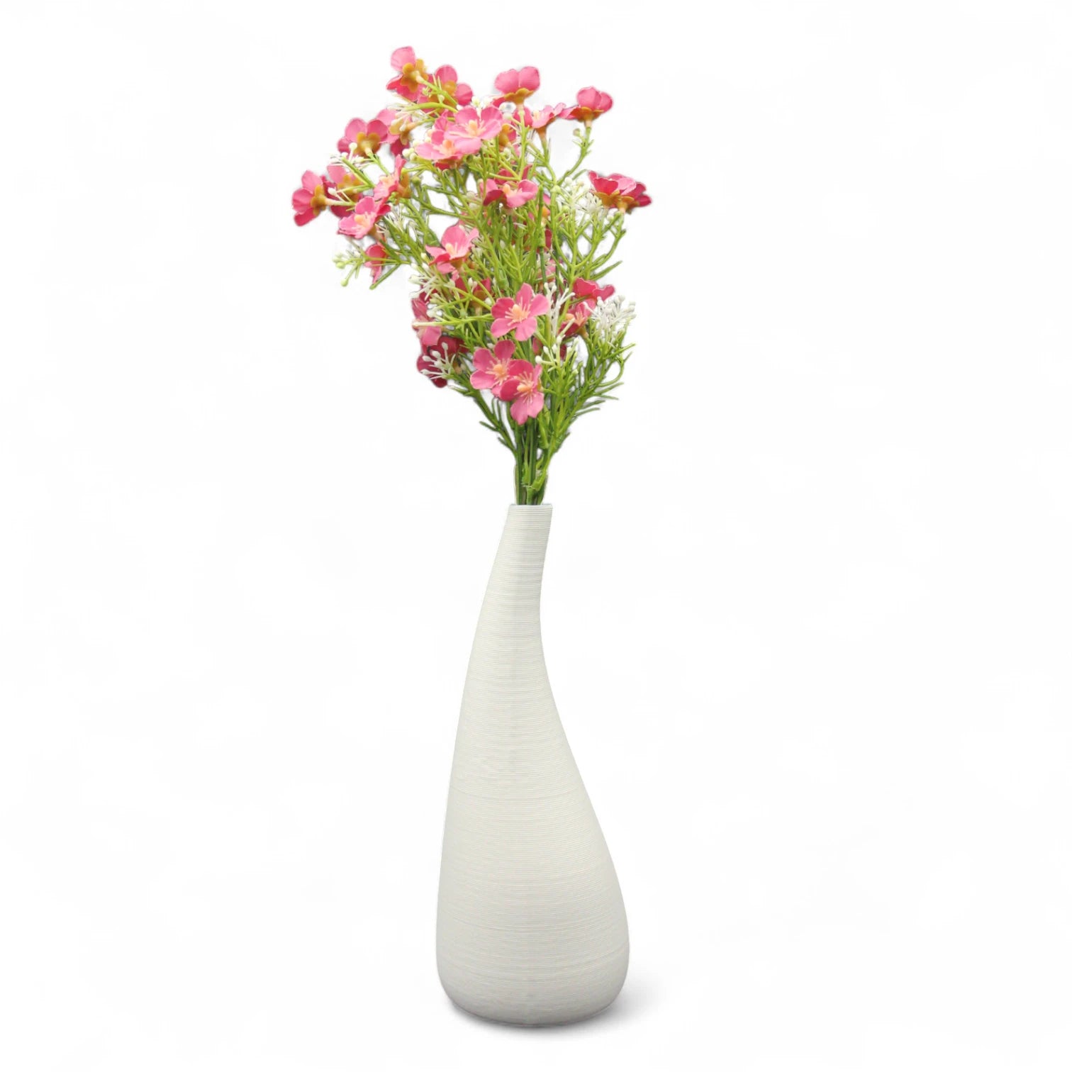 Tall White Curved Ceramic Vase – Modern Minimalist Handmade Vase for Pampas Grass, Branches & Long-Stem Flowers - Damoo