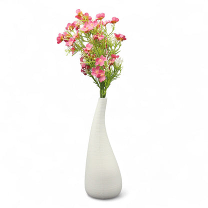 Tall White Curved Ceramic Vase – Modern Minimalist Handmade Vase for Pampas Grass, Branches & Long-Stem Flowers - Damoo