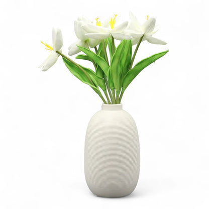 Tall White Flower Vase – Minimalist Decorative Centerpiece for Fresh or Dried Flowers, Pampas Grass & Modern Home Décor - Damoo
