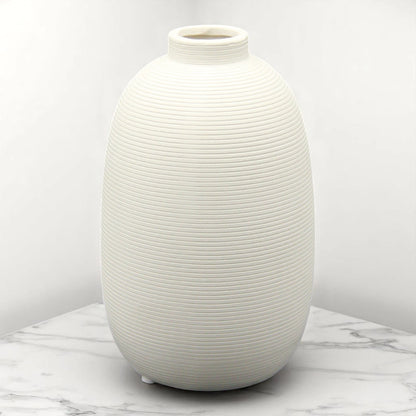 Tall White Flower Vase – Minimalist Decorative Centerpiece for Fresh or Dried Flowers, Pampas Grass & Modern Home Décor - Damoo