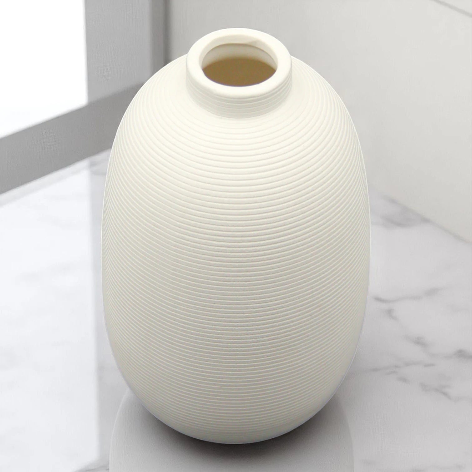 Tall White Flower Vase – Minimalist Decorative Centerpiece for Fresh or Dried Flowers, Pampas Grass & Modern Home Décor - Damoo