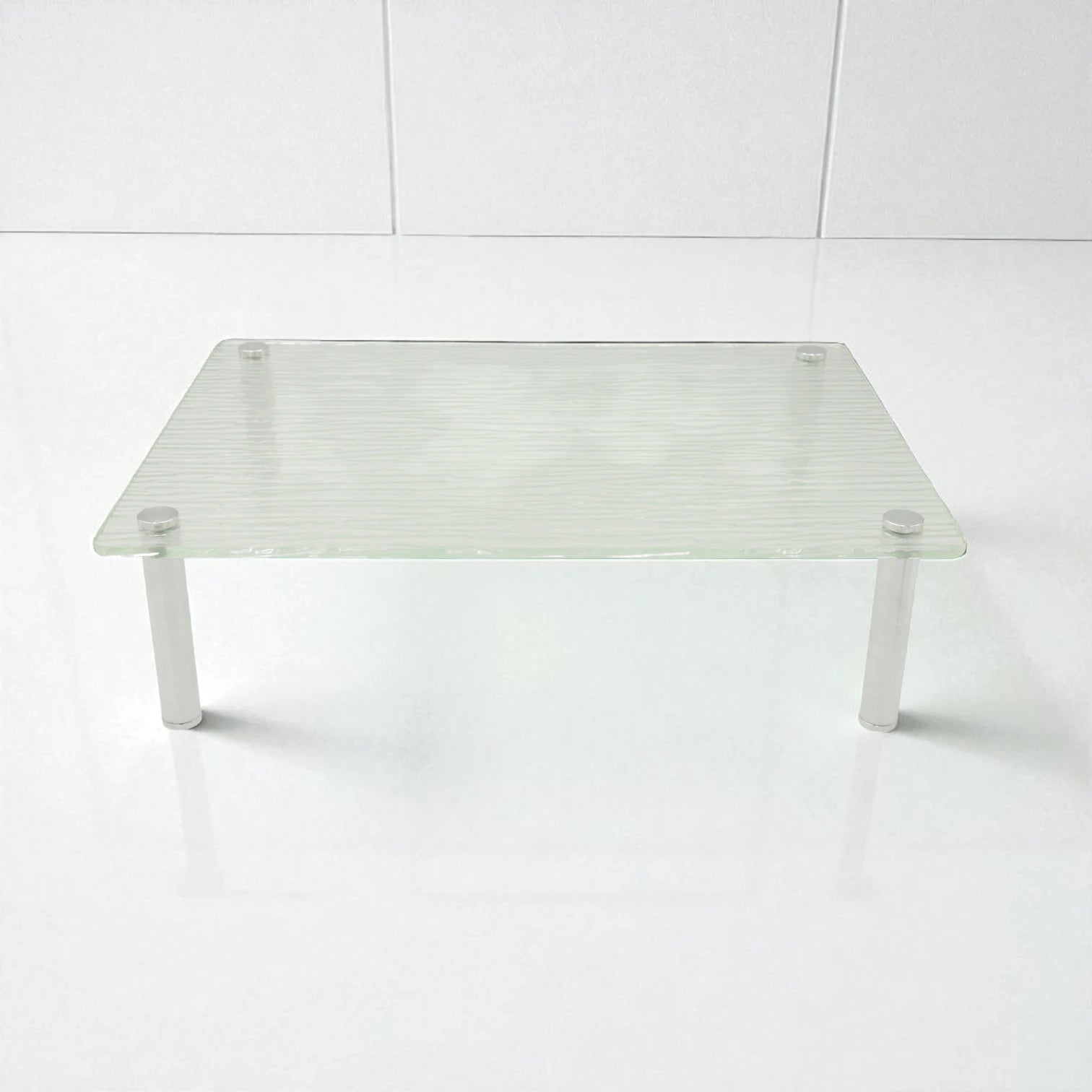 Textured Acrylic Rectangular Display Stand with Metal Legs – Decorative Organizer or Serving Platform for Home, Vanity, Kitchen & Retail Use - Damoo