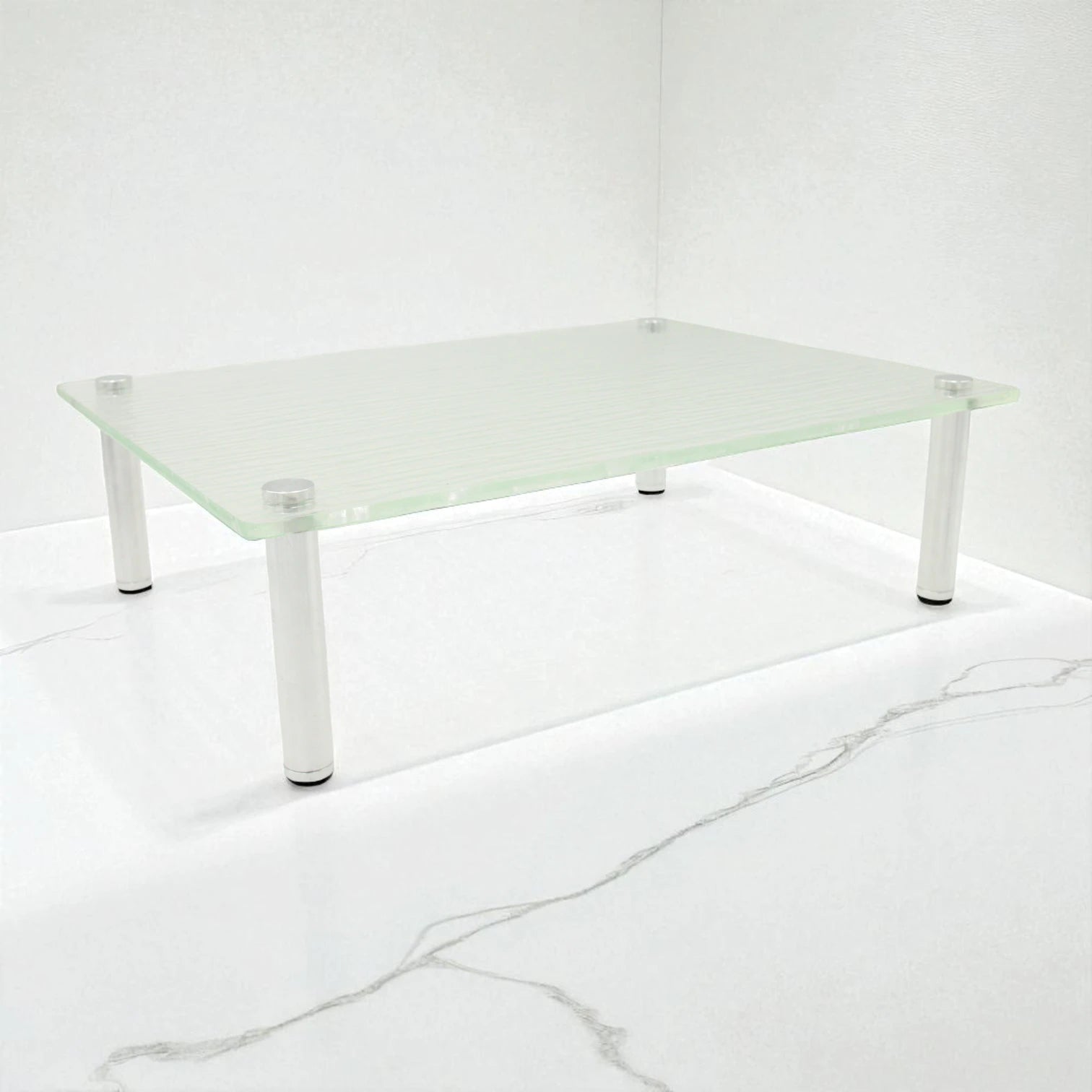 Textured Acrylic Rectangular Display Stand with Metal Legs – Decorative Organizer or Serving Platform for Home, Vanity, Kitchen & Retail Use - Damoo