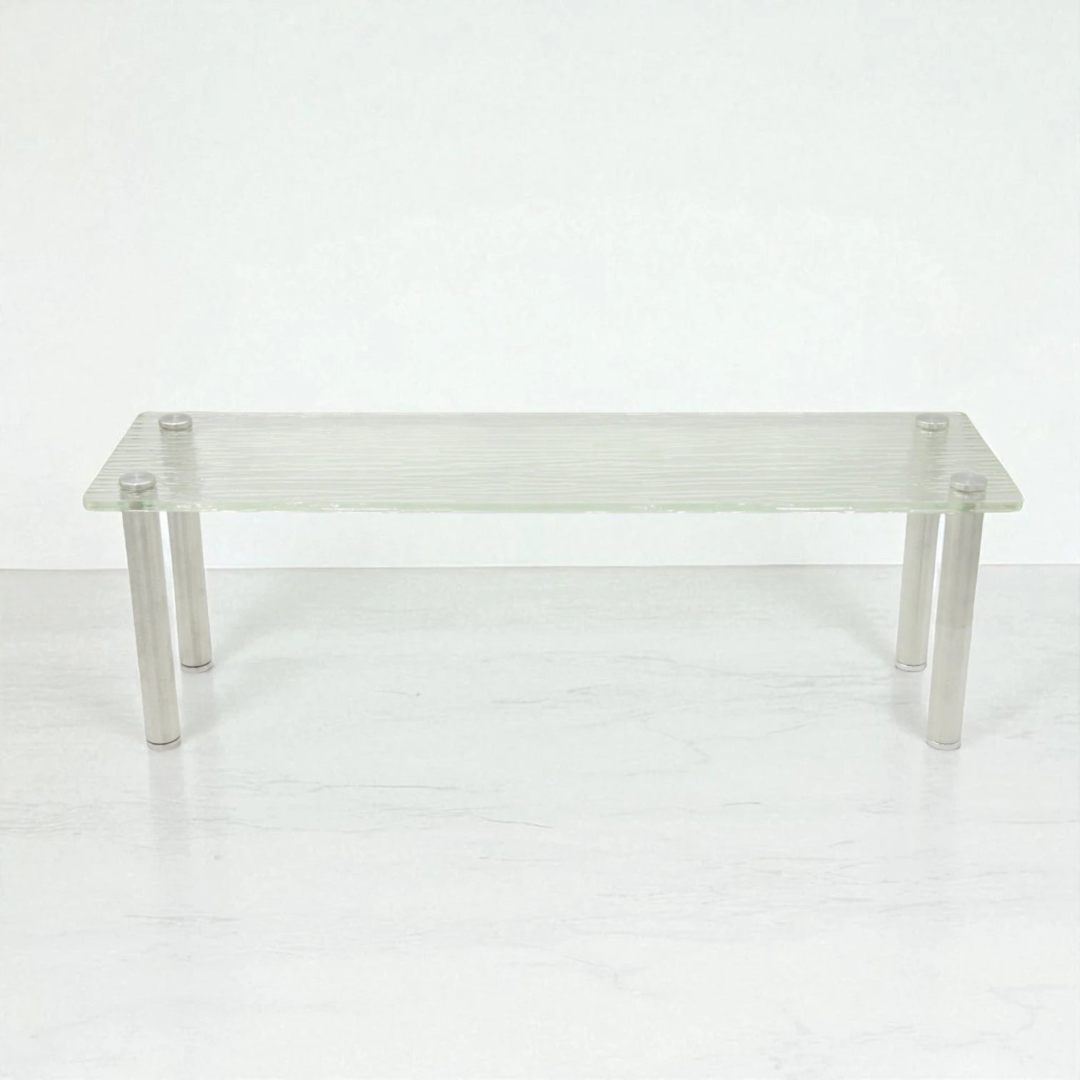 Textured Acrylic Rectangular Long Display Stand with Metal Legs – Decorative Organizer & Serving Platform for Home, Vanity, Kitchen & Retail Display - Damoo
