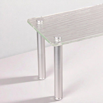 Textured Acrylic Rectangular Long Display Stand with Metal Legs – Decorative Organizer & Serving Platform for Home, Vanity, Kitchen & Retail Display - Damoo